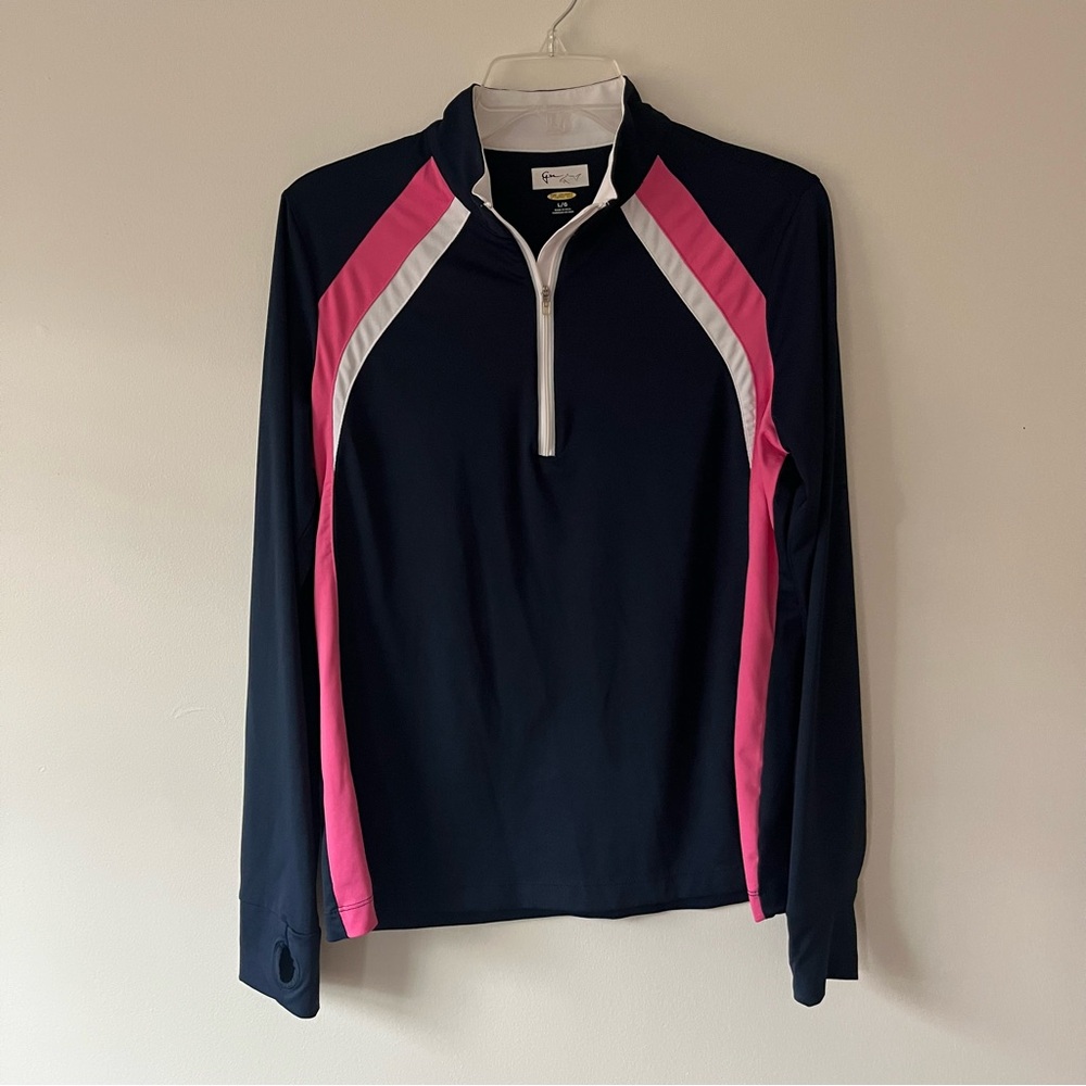 Greg Norman Long Sleeve 1/4 Zip Golf Shirt L Navy Blue